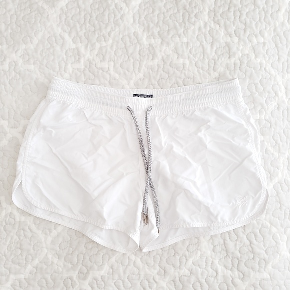 Vilebrequin Pants - VILEBREQUIN white drawstring swim cover up shorts